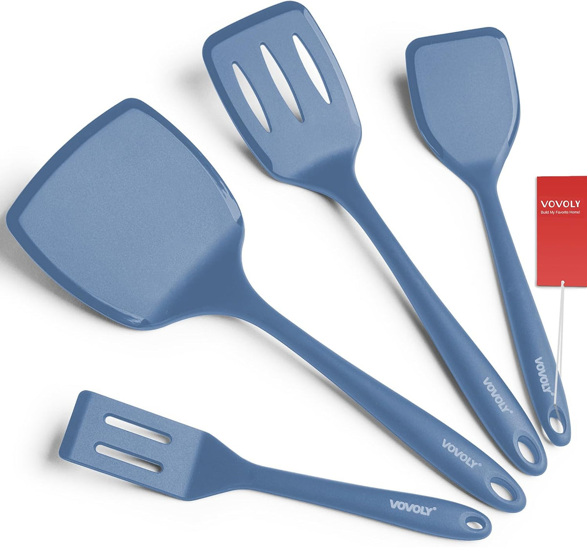 Silicone Spatula Set, 600F Heat Resistant Kitchen Utensils, Starry Blue