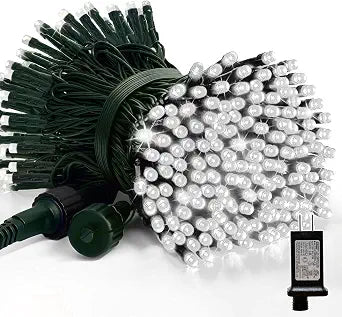 LAMPHOME 66ft Christmas Decorative Mini Lights,200 LED Green Wire Fairy Starry String Lights Plug in, 16 Lighting Modes, for Indoor Outdoor Xmas Tree Wedding Party Decoration (White)