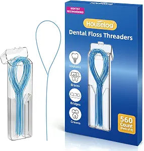 Floss Threaders | 560 Count Dental Floss Threaders for Braces,Bridges,and Implants with Portable Travel Case | (8 Pack)