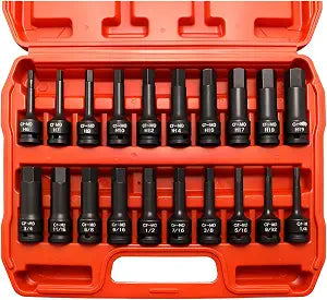 1/2" Drive Master Impact Hex Bit Set, Allen Bit Socket Set, SAE & Metric