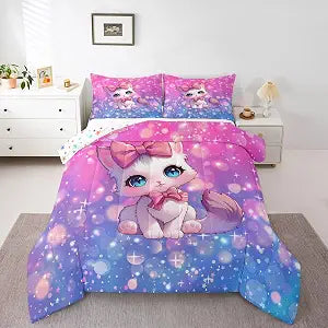 Feelyou Cat Comforter Set Twin Size for Boys Girls