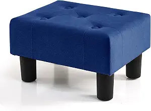 BRIAN & DANY Small Foot Stool, Velvet Foot Stools with Legs, Stable Small Footstool for Living Room, Royal Blue