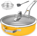4QT Nonstick Deep Saute Pan Lid Yellow Thanksgiving Ceramic Skillet