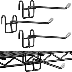 MorningRo 4 Pcs Accessory Shelving Hook for Wire Shelf Accessories, Black