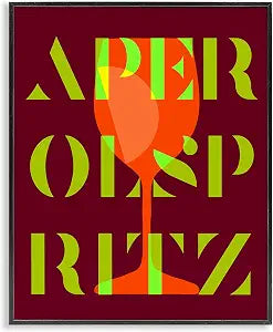 Aperol Spritz Kitchen Cocktail, 11 x 14 Inch Framed Gicle Print