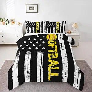 Erosebridal USA Flag Baseball Comforter Set Full Size 3 Piece Bedding Set