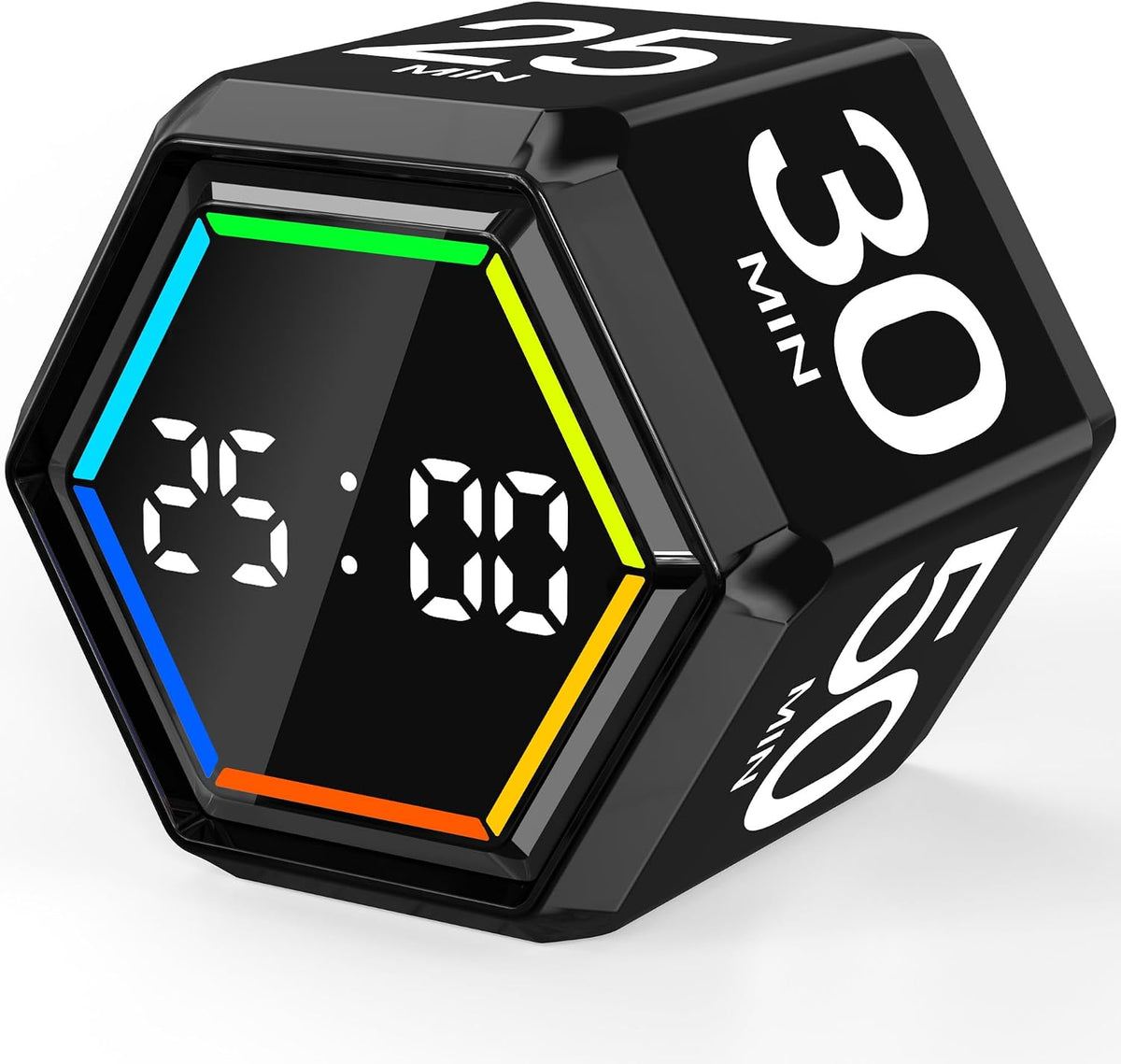 Rotating Pomodoro Timer Cube 3/5/10/25/30/50 min with Colorful Visual Bar