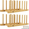 DEBETOOL 2-Pack Wooden Dish Rack Holder, Space Saving