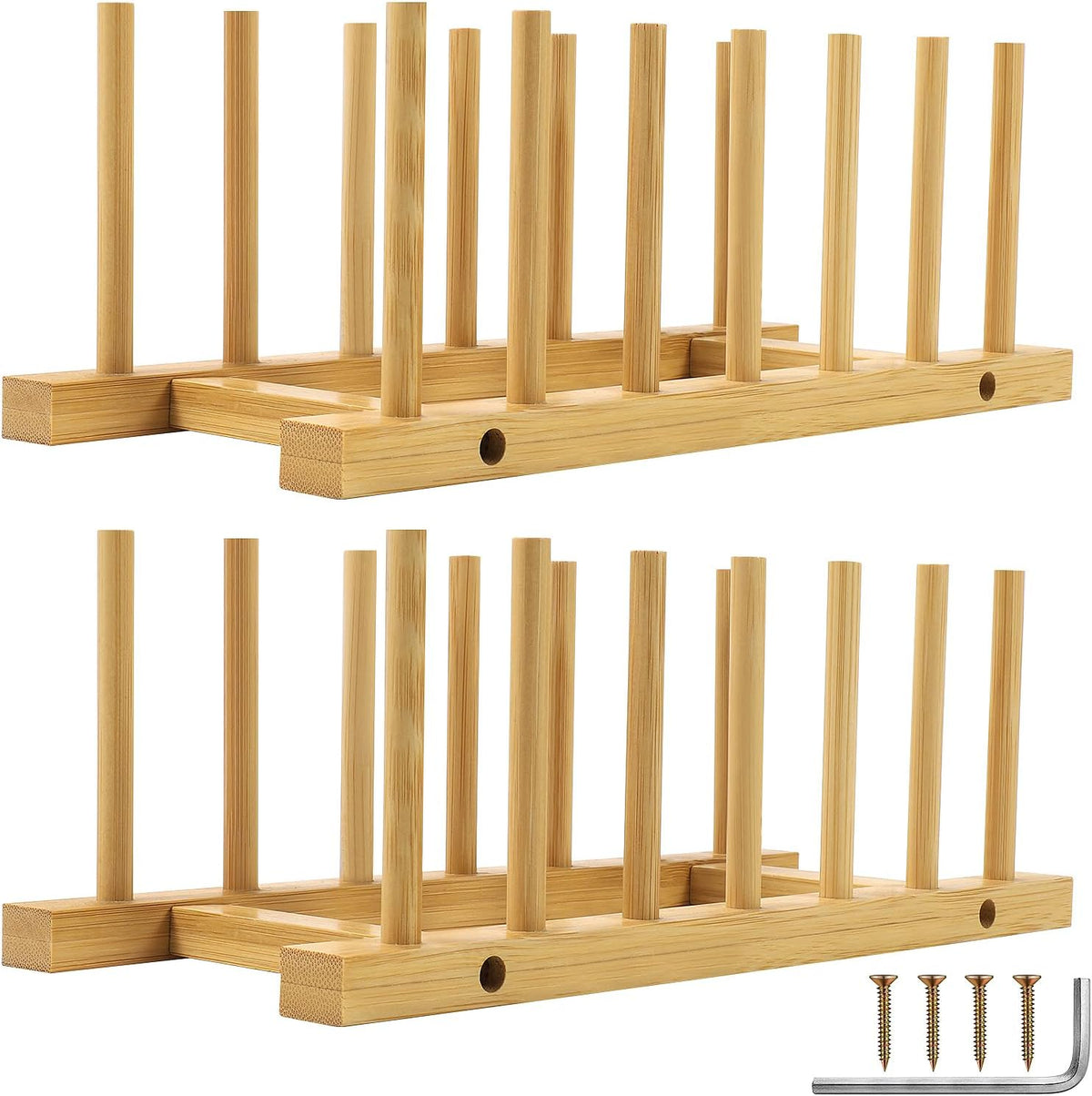 DEBETOOL 2-Pack Wooden Dish Rack Holder, Space Saving