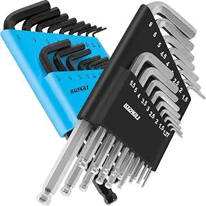 36-Piece Hex Key Allen Wrench Set with Ball End - SAE/Metric Sizes and 2 Storage Cases (Blue/Black)