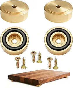 Brass Cutting Board Feet, 4 Pcs Non-Slip Pads & Screws for Block
