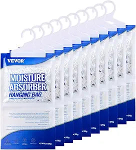 VEVOR Hanging Moisture Absorber, 9.3 oz Hanging Closet Dehumidifier Bags(10 Packs), Fragrance Free Moisture Bags in Wardrobes, Bedrooms, Bathrooms