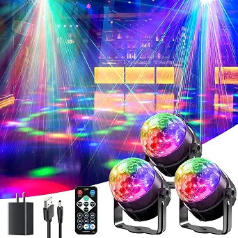 3-Pack Disco Ball Light Party Light with Remote Control