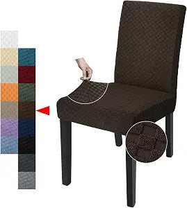YEMYHOM 2 Packs Latest Checkered Dining Chair Slipcover Parsons Chair Furniture Protector Stretch Chair Covers for Dining Room, Restaurant, Kitchen, Party (Dark Coffee)