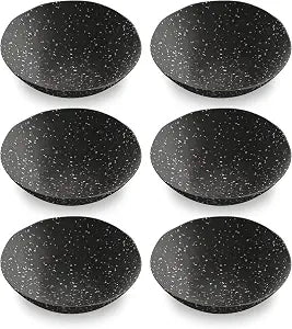 Orion Speckles 6.7'' Dinner Bowl Durable Melamine Indoor/Outdoor, Shatter-Resistant, and Dishwasher Safe Dinnerware for Salad, Soup or Snacks - Black - Set of 6