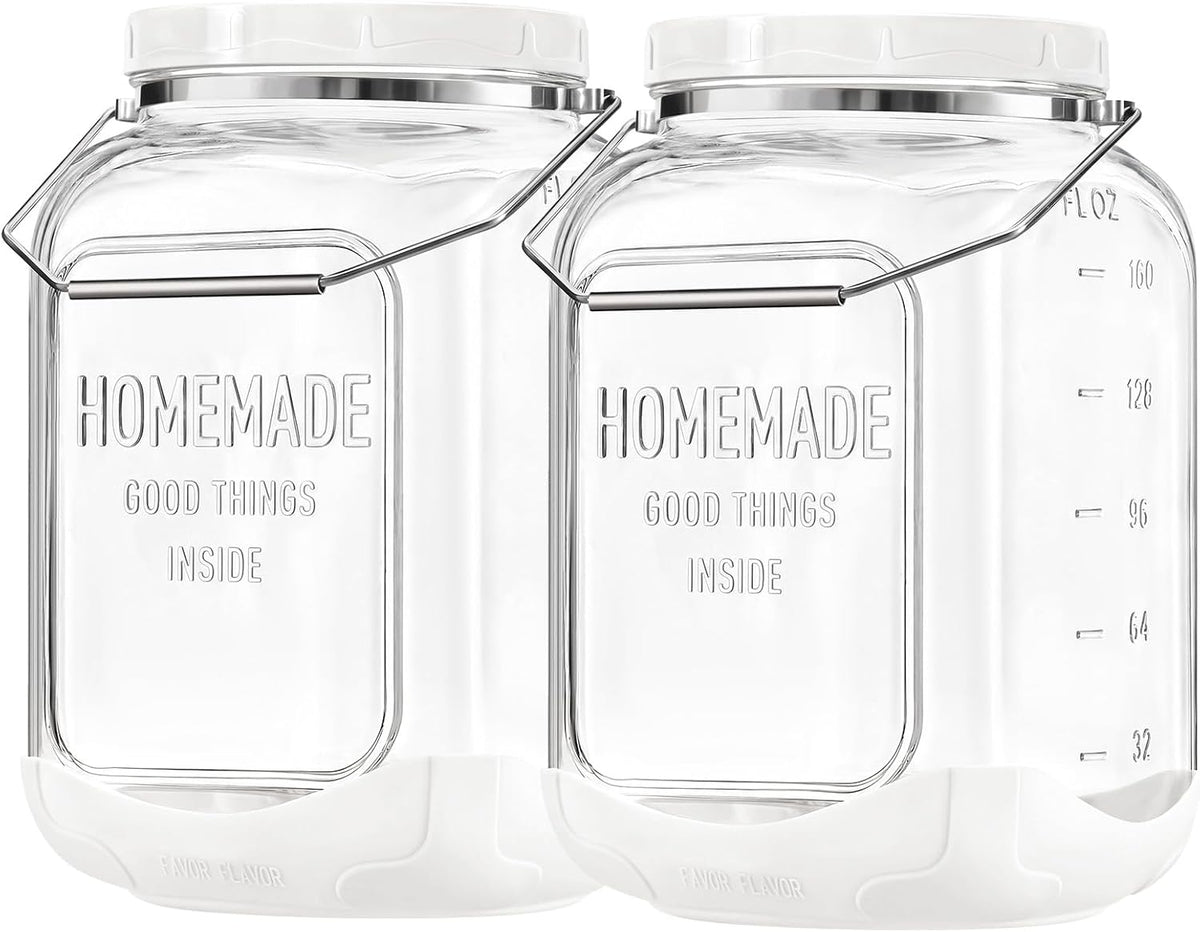 FavorFlavor 1.5 Gallon Glass Jars with Lid, 2-Pack Wide Mouth Mason Jars