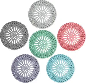 KTOJOY Bathroom Sink Drain Strainers, Hair Catcher Shower Drain Covers Protector - Flexible TPR Material, Multi-Color for Tub Shower Sink, 6 Pack