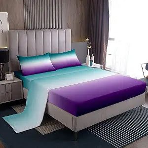 Erosebridal Ombre Sheets Green Purple Teal Fitted Sheet Full Size