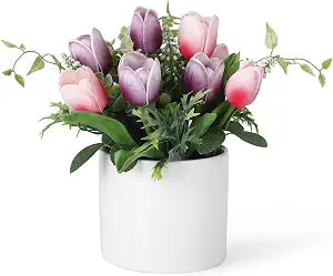 Takywep 10 Pcs Artificial Tulips Flowers, Real Touch Faux Tulip Stems for Vase  Home Kitchen Wedding Dining Table Decor, Ideal Gift for Mother's Day, Easter, Valentine's Day