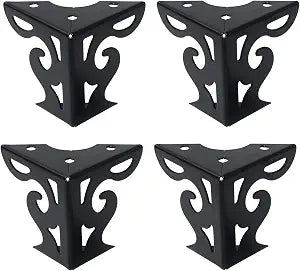 T Tulead Furniture Feet Modern Iron Cabinet Legs 3" H Black 4PCS