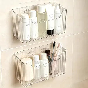 Acrylic Wall Mounted Storage Rack, 2 Pcs Storage Box Shower Basket