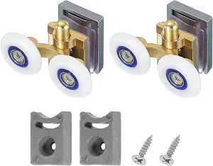 uxcell 25mm Shower Door Rollers, Sliding Shower Doors Wheels 304 Stainless Steel Bottom Wheels with Anti-Collision Block & Screws for Glass Doors 6mm Copper 2 Pcs