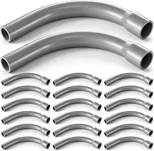 20 Pack 3/4" 90 Degree Long Radius PVC Belled End Conduit Elbow