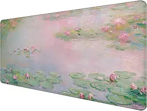 Monet Water Lilies Large Mouse Pad 31.5x15.7inch, Impressionism Botanical Floral Large Extended Computer Desk Mat Mousepad for Keyboard and Mouse Desk Accessories