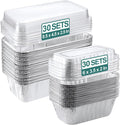 NEEBAKE 60 Pack Disposable Aluminum Loaf Pans with Lids Combo Set - 30 Pack 8.5x4.5x2.5 Foil Loaf Pans & 30 Pack 6x3.5x2 Mini Tin Foil Baking Pans Tin Trays Food Containers for Baking Cakes Bread Meat