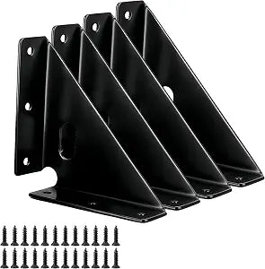 4 Pcs Heavy Duty Gusset Joints, Trapezi Corner Code, Bracket Corner Brace Bracket Fasteners, Furniture Shelf Support Joint Fasteners for Table, Chair Cabinet Bed Stabilization (Black)