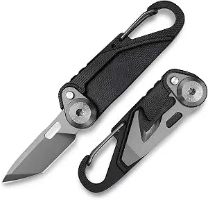 TACRAY Vinto 5-in-1 Keychain Multitool Mini Pocket Knife, 1.5" Blade, Black
