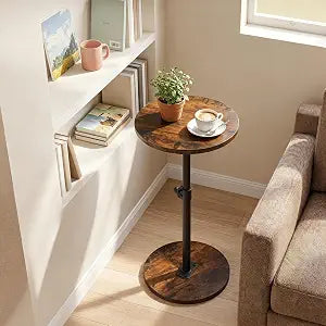 MAHANCRIS Small Round Side Table, Adjustable Height Cocktail Drink Table
