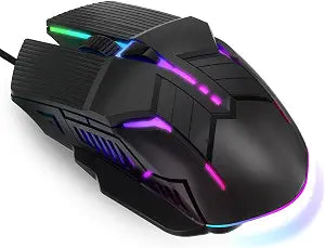 MELOGAGA Wired Gaming Mouse RGB USB Mouse with 4 DPI, 6 Buttons -Black