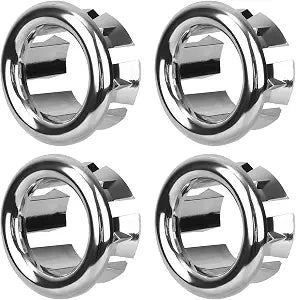 4pcs Sink Overflow Ring, Chrome Bathroom Sink Overflow Trim Ring Universal Fit Drain Cover Hole Insert Cap for Basin Vanity & Ceramic Sinks