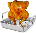 P&P CHEF Beer Can Chicken Holder with Roasting Pan Set, Square, 2Pcs