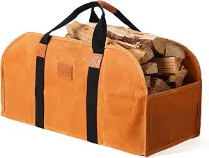 Log Carrier for Firewood, Waxed Canvas Durable Fireplace Wood Holder Tote Bag, 23''  10''x 11.3''