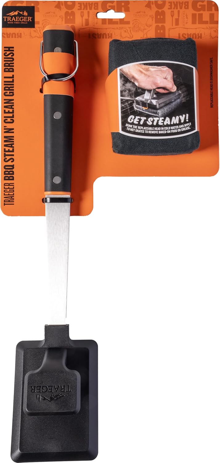 Traeger Grills Steam N' Clean Grill Brush, Bristle-Free, Dishwasher-Safe