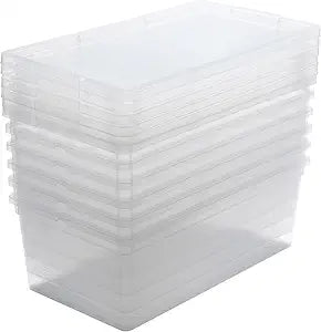Simplify Storage Bins with Lids | Dimensions: 13.23"x 7.5"x 4.5" |6 Pack| Stackable | Nestable Bins | Great for Clothing | Books | Household Items | Shoes | Home Organization | Clear.