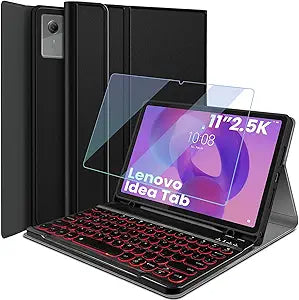 Backlit Keyboard Case for Lenovo Idea Tab 11" 2025 (TB-336ZU/TB-336FU) with Screen Protector, Wineecy 7 Colors Light Detachable Wireless Keyboard PU Leather Folio Case for 11 Lenovo Idea Tab 2025