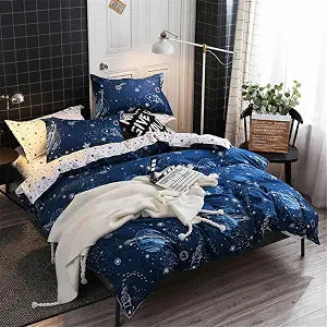 Boys Star Galaxy Bedding Duvet Cover Twin Size 3 Pieces Space Planet Boundless Galaxy Starlight Reversible Bedding Set,Super Soft Hypoallergenic Microfiber,Zipper Closure (S-6,T)