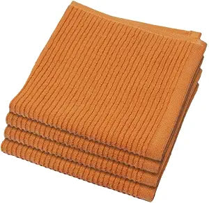 Now Designs Ripple Kitchen Dishcloth, Set of 4, Kumquat Orange