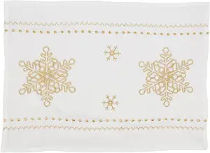 Saro Lifestyle Elegant Snowflake Embroidered Placemat (Set of 4), White, 14"x20"