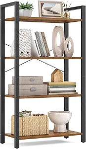 VASAGLE 4-Tier Bookshelf, Bookcase with Shelves, Storage Shelf, Living Room