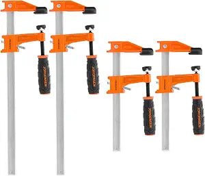 JORGENSEN 4-Pack Steel 600LBS Bar Clamps Set, 6" (2) & 12" (2) F-Clamps
