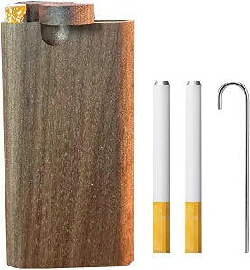 Handmade Walnut Wood Decorative Storage Box with 2 Metal Tubes Compact and Portable, with The Lid Capable of Rotating 360 Degrees.