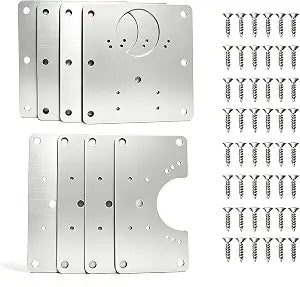8Pcs Cabinet Hinge Repair Plate Kit, Hinge Fixing Brackets with Screws