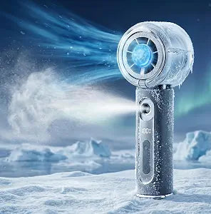 Portable Handheld Misting Fan with Ice Cooling Plate, Personal Mini Hand Held Mister Fan Water Spray, Desk Turbo Fans Rechargeable 17000RPM Blow Cold Air, Gifts for Travel Beach Makeup Women Men, Gray