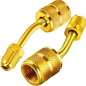 Chinco 2 Pcs R410a Mini Split Adapter 5/16 to 1/4 Male Flare, 45 Angle