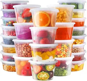 Ezalia 50 Sets Plastic Deli Containers with lids - 16oz 8oz Pint Container