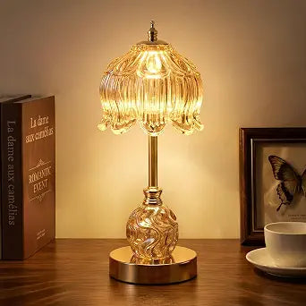 Flower Battery Operated Rechargeable Lamp Cordless, Lily, Amber